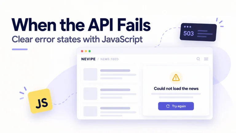 JavaScript API error handling with an error message and retry button