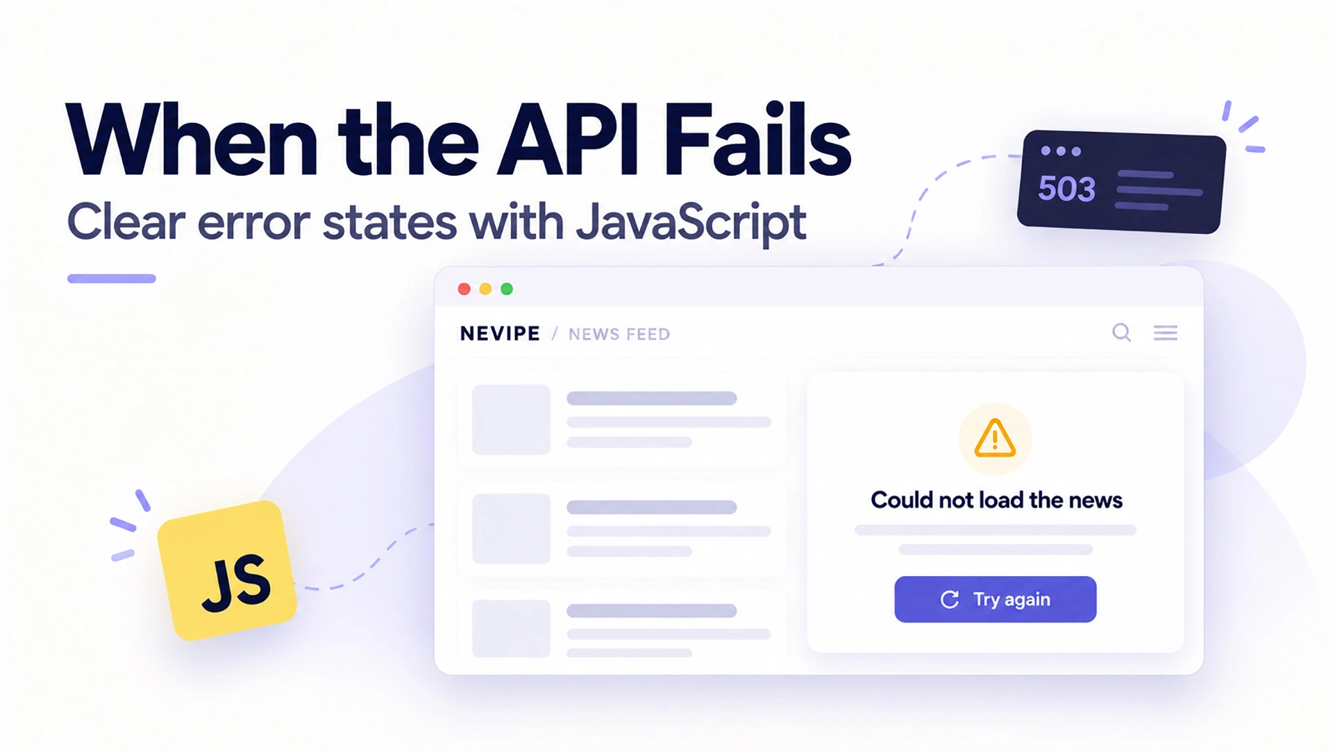 JavaScript API error handling with an error message and retry button