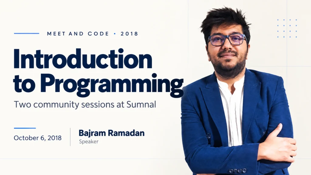 Bajram Ramadan delivering an introductory programming session at Sumnal during Meet and Code on October 6, 2018.
