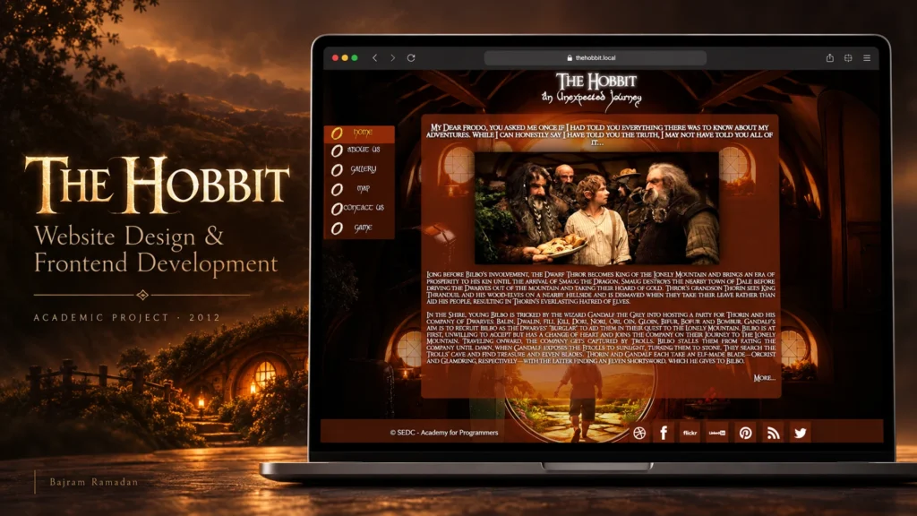 The Hobbit website design by Bajram Ramadan, an independent SEDC academic project from 2012.