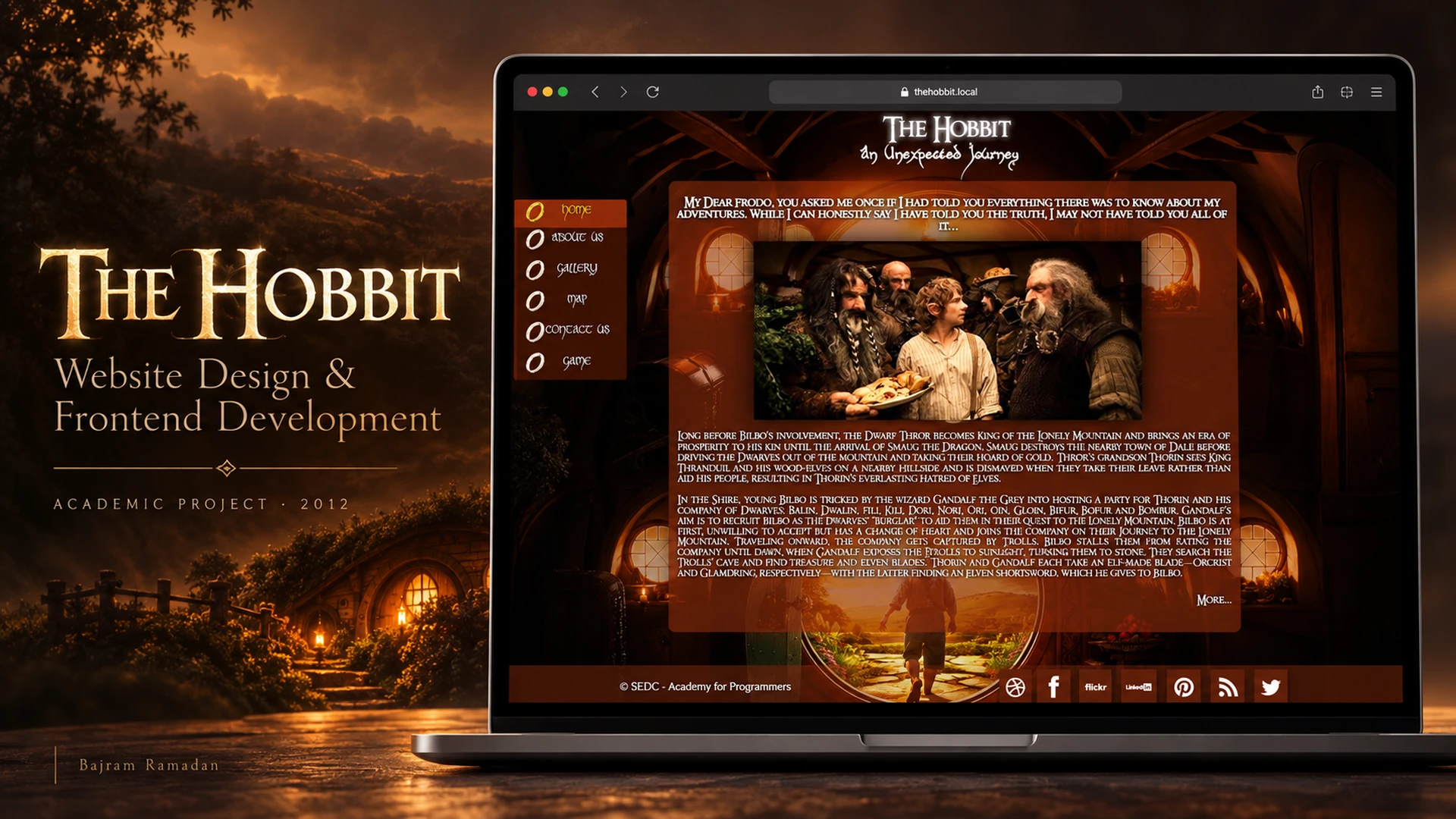 The Hobbit website design by Bajram Ramadan, an independent SEDC academic project from 2012.